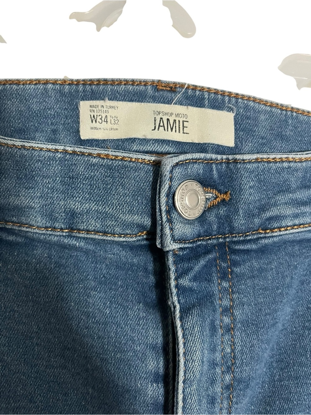 Topshop Dark Blue Ripped High-Rise Skinny Jeans - Picture 3 of 4